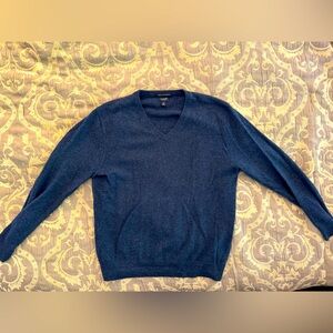 J. Crew 100% cashmere v-neck sweater. Beautiful heather blue color. Size small